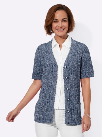 WITT WEIDEN Ajourstrickjacke in marine-hellblau-meliert