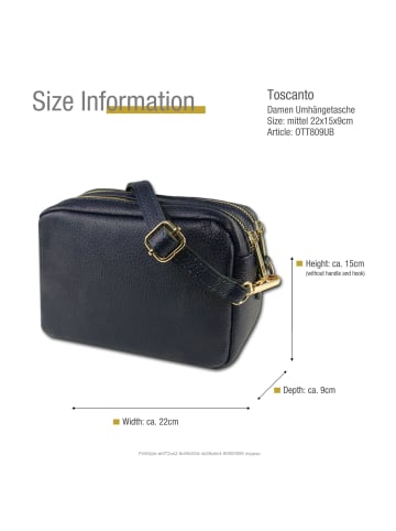 Toscanto Leder Umhängetasche Toscanto Tasche blau ca. 22cm