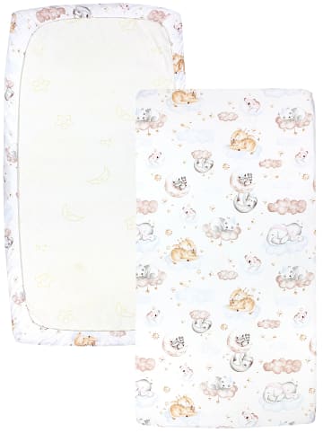 TupTam Baby Kinder Spannbettlaken 2er Pack in blau/beige