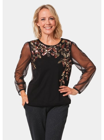GOLDNER Shirt Shirt mit aufwendiger Paillettenstickerei in schwarz / kupferfarben / gold / gemustert