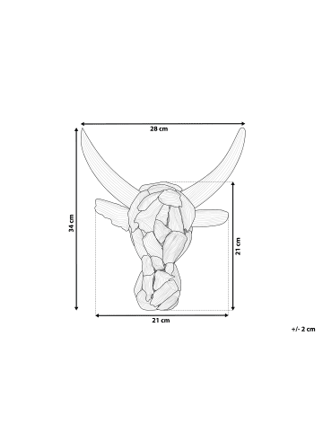 Beliani Wandfigur BULL HEAD in Braun - (W) 28 x (H) 34 x (L) 7 cm