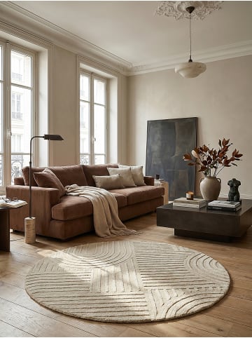KADIMA DESIGN Wollteppich Kurzflor LEVEN Geometrisch Naturfaser Skandinavisch in Beige