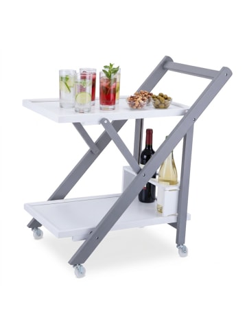relaxdays Servierwagen in Weiß/ Grau - (B)44 x (H)70 x (T)39,5 cm
