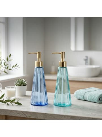 relaxdays 2 x Seifenspender in Blau/ Grün - 320 ml