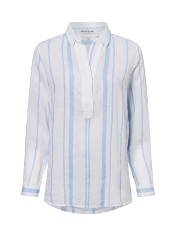 Marie Lund Tunikabluse mit Leinen-Anteil in weiß hellblau - 0008