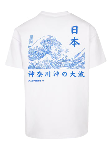 F4NT4STIC Heavy Oversize T-Shirt Kanagawa Welle in weiß