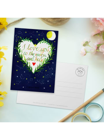 Mr. & Mrs. Panda Postkarte Love u to the moon & back mit Spruch in Bunt
