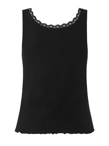 More & More feminines, geripptes Top, Spitzenborte in black