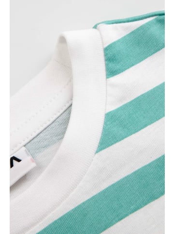 MOKIDA Gestreiftes Baumwoll-T-Shirt in grün