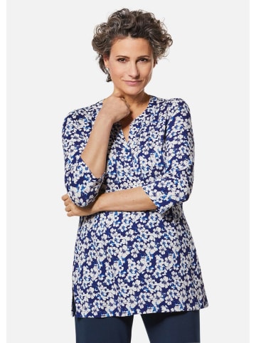 GOLDNER Kurzgröße:  Figurschmeichelndes Drucktunika-Shirt in marine / geblümt
