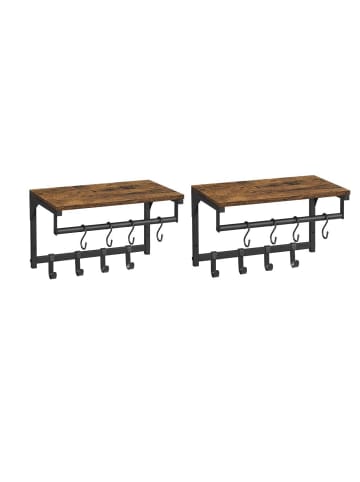 VASAGLE 2er-Set: Wandgarderobe in Braun-Schwarz - (B)24 x (H)24 x (T)40 cm