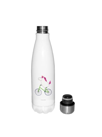 Mr. & Mrs. Panda Thermosflasche Einhorn Radfahrer ohne Spruch in Weiß