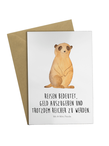 Mr. & Mrs. Panda Beileidskarte Erdmännchen mit Spruch in Weiß