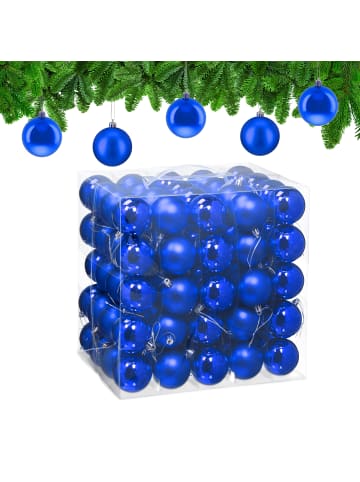 relaxdays 100-tlg. Weihnachtskugeln Set in Blau