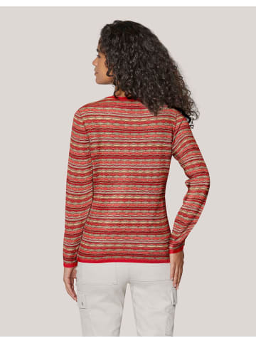 MADELEINE Schmale Strickjacke mit mehrfarbigem Streifenmuster in rot / multicolor