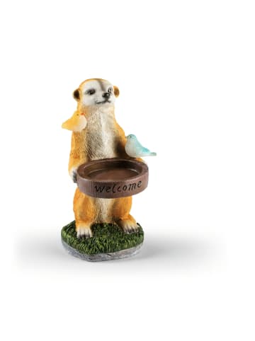 EASYmaxx Solar-Leuchte Erdmännchen Vogeltränke 1,2V mehrfarbig Braun