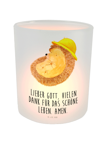 Mr. & Mrs. Panda Teelichthalter Glas Igel Beten mit Spruch in Transparent