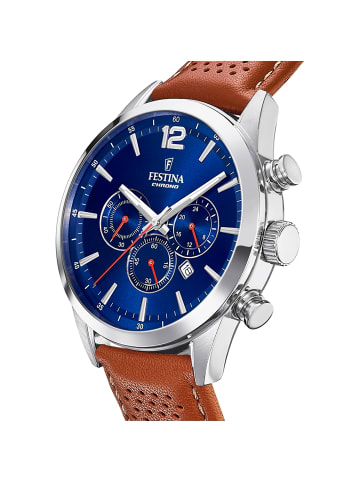 Festina Chronograph-Armbanduhr Festina Timeless Chronograph braun groß (ca. 44mm)