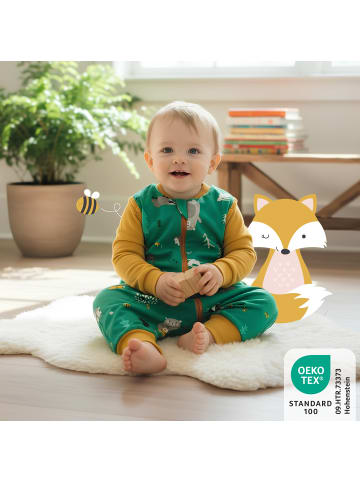 Schlummersack Bio Schlafsack mit Füßen und umklappbaren Bündchen 3.5 TOG in Orange