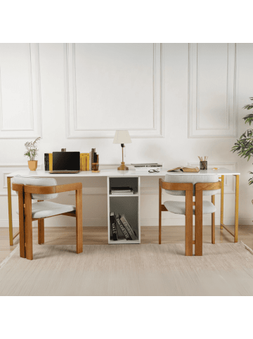 CALICOSY Schreibtisch TWIN in Weiß - (W) 240  x (H) 74  x (L) 60  cm