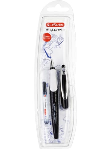 Herlitz Schulfüllhalter mypen M-Feder black/white