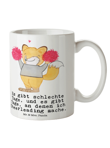 Mr. & Mrs. Panda Tasse Fuchs Cheerleader mit Spruch in Weiß
