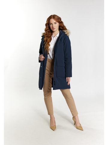 DreiMaster Damen Winterparka Mit Kunstfell in Nachtblau