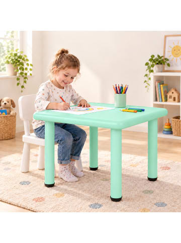 relaxdays Kindertisch in Salbei - (B)62 x (H)52 x (T)62 cm