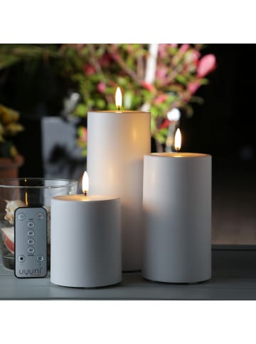 Uyuni 3er Set LED Kerzen THEA für Innen/Außen bis 2500 Std. Timer in weiß