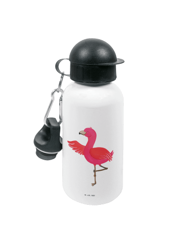 Mr. & Mrs. Panda Getränkeflasche Flamingo Yoga ohne Spruch in Weiß