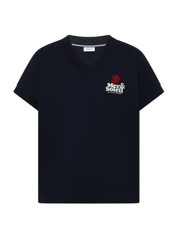 Cecil Kurzarm Sweatshirt mit Backprint in Blau