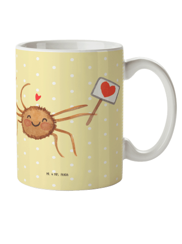 Mr. & Mrs. Panda Mehrwegbecher Spinne Agathe Motivation ohne Spruch in Gelb Pastell