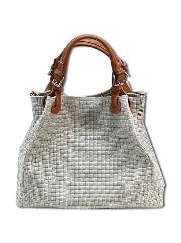 Florence Florence Handtasche, Umhängetasche Leder grau, braun ca. 31cm