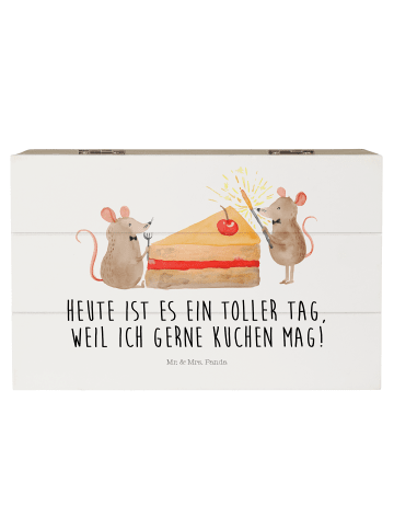 Mr. & Mrs. Panda Holzkiste Mäuse Kuchen mit Spruch in Weiß