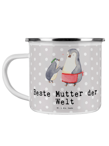 Mr. & Mrs. Panda Kaffeebecher Pinguin Beste Mutter der Welt mit ... in Grau Pastell