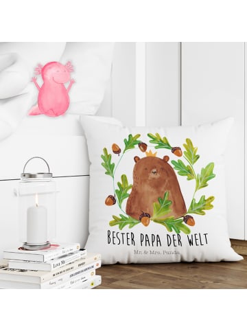 Mr. & Mrs. Panda Kopfkissen Bär König mit Spruch in Weiß