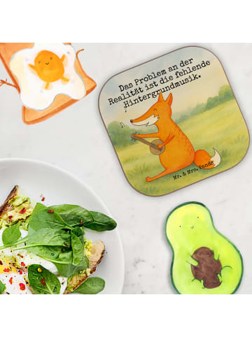 Mr. & Mrs. Panda Glasuntersetzer Fuchs Gitarre Design mit Spruch in Weiß