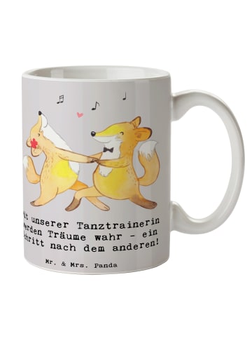 Mr. & Mrs. Panda Tasse Tanzen Trainerin mit Spruch in Grau Pastell