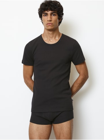 Marc O'Polo T-Shirt Iconic Rib in Schwarz