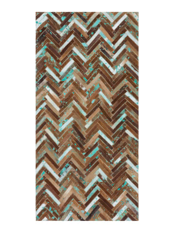 Beliani Kurzflor AMASYA in Braun/Blau/Bunt - (W) 80 x (H) 0.6 x (L) 150 cm