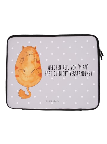 Mr. & Mrs. Panda Notebook Tasche Katze Mittelfinger mit Spruch in Grau Pastell