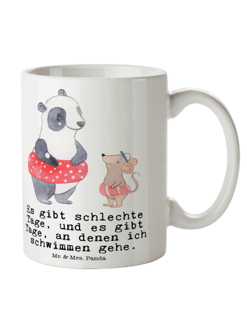 Mr. & Mrs. Panda Kaffeebecher Otter Schwimmen mit Spruch in Weiß