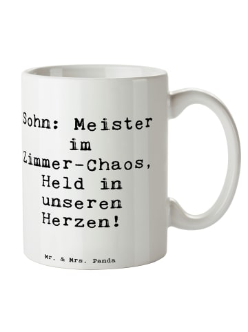 Mr. & Mrs. Panda Tasse Sohn Chaosheld mit Spruch in Weiß