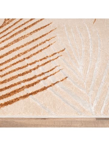 KADIMA DESIGN Teppich Kurzflor Blätter Wohnzimmer in Beige