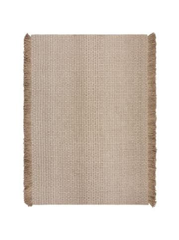 KADIMA DESIGN Teppich Wolle Handgewebt BOYNE Farmhaus Unifarben Wohnzimmer Modern in Beige