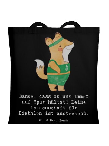 Mr. & Mrs. Panda Tragetasche Biathlon Trainerin mit Spruch in Schwarz