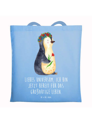 Mr. & Mrs. Panda Laptoptasche Pinguin Blumen mit Spruch in Sky Blue