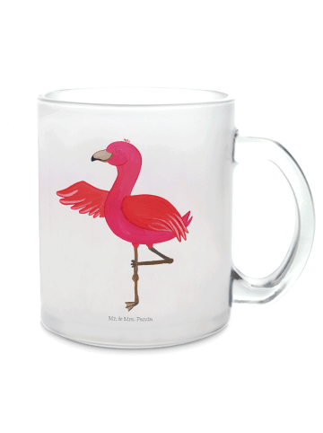 Mr. & Mrs. Panda Becher Flamingo Yoga ohne Spruch in Transparent