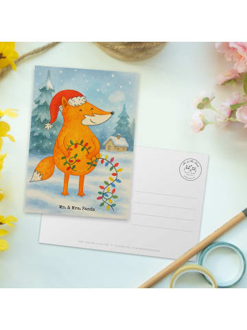 Mr. & Mrs. Panda Postkarte Fuchs Weihnachten Design ohne Spruch in Weiß