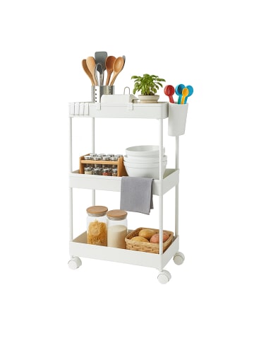 relaxdays Rollwagen in Weiß - (B)40 x (H)62,5 x (T)22 cm